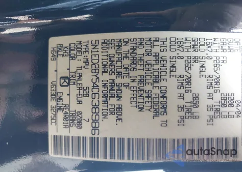 2004 Nissan Xterra Xe from USA, damaged, VIN 5N1ED28Y54C638986